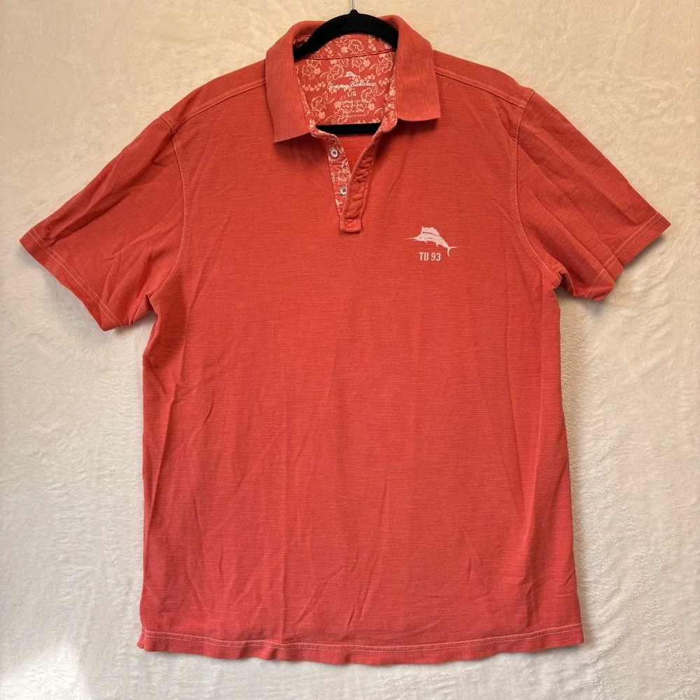Tommy Bahama Shirt Men Lg Orange Polo Relaxation Specialist TB 93 Pima Cotton - Picture 1 of 10